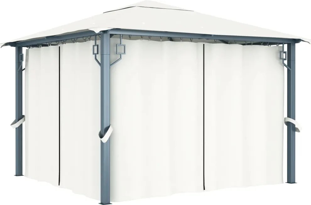 vidaXL Pavilion cu perdele, crem, 300 x 300 cm, aluminiu