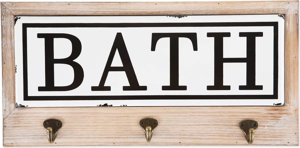 Cuier pentru prosoape cu 3 agatatori Bath Homs 35 x 25 cm, maro rustik