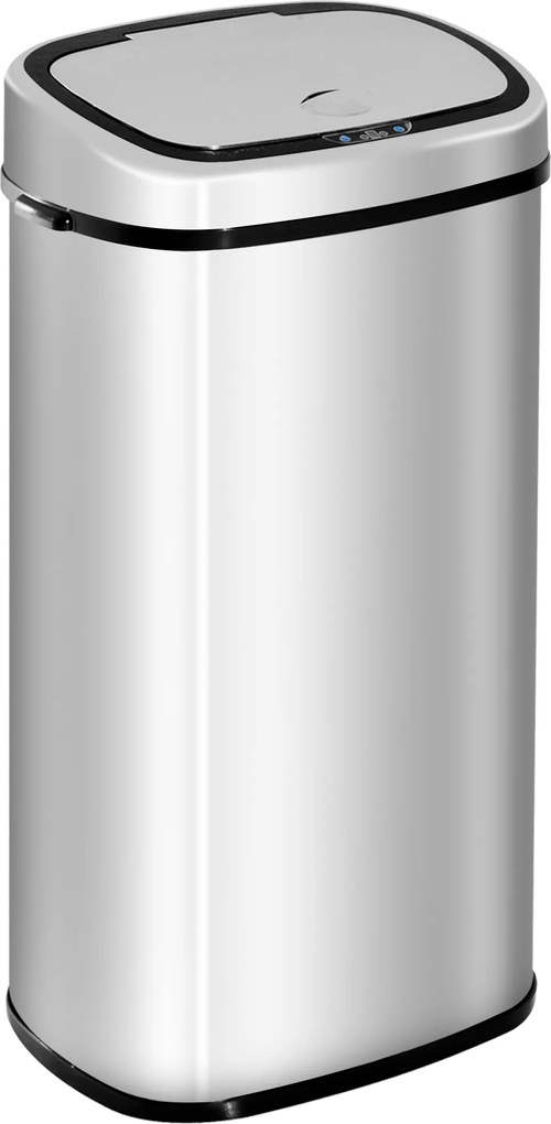 HomCom Cestino dei Rifiuti Rettangolare in Acciaio Inox con Sensore a Infrarossi, 68L