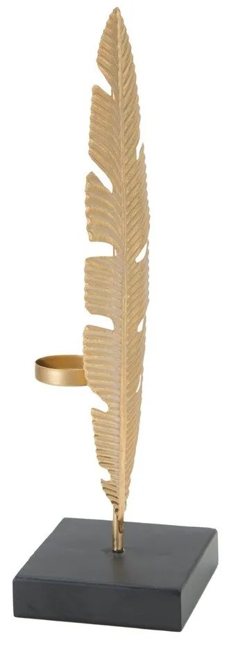 Sfeșnic decorativ Mauro Ferretti Feather, înălțime 34 cm, auriu