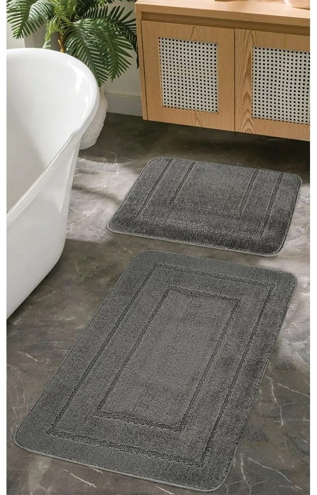 Covorașe de baie gri-antracit 2 buc. 50x80 cm Cerceve – Foutastic
