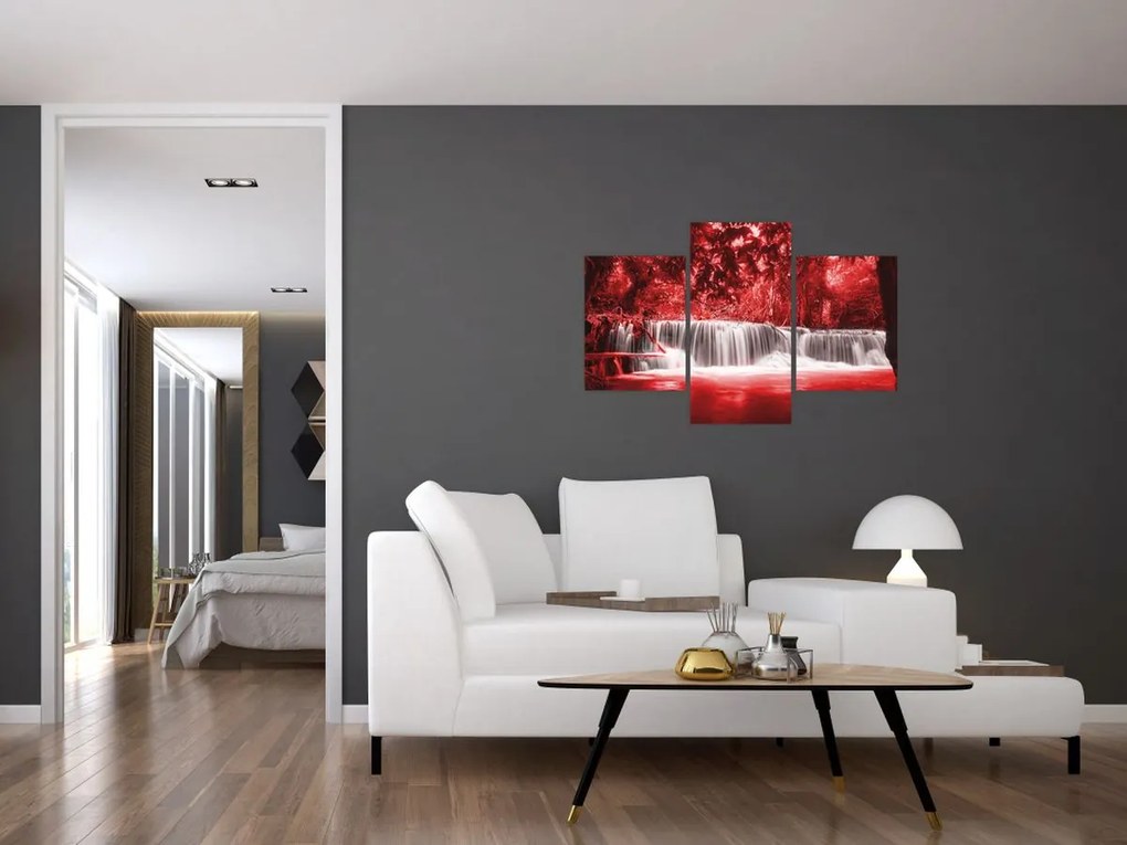 Tablou - Cascadă, roșu (90x60 cm)