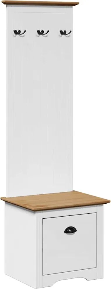 vidaXL Dulap de hol cu cârlige „BODO” alb și maro 50x40x157 cm