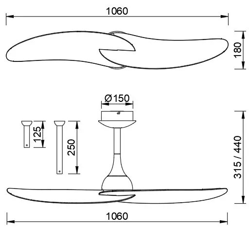 Ventilator cu 2 palete si telecomanda IPANEMA II alb MA-9037