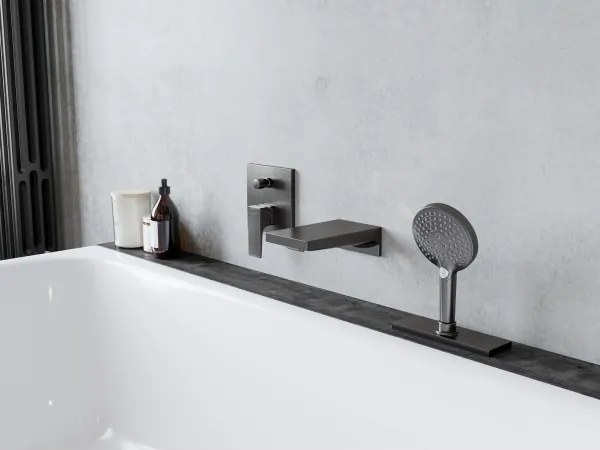 Pipa cada, Hansgrohe Metropol, montaj incastrat, 18.5 cm, negru periat, 32543340