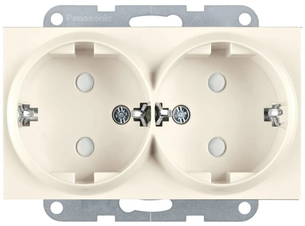 Priza dubla cu impamantare, protectie copii, 16A, IP20, Bej, Panasonic Karre Plus 55