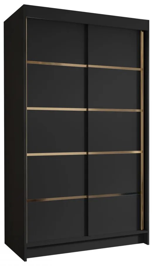 Dulap de haine cu uși culisante Monata IV 100 (Alb + Negru + auriu) . Promo -17%. 1105749