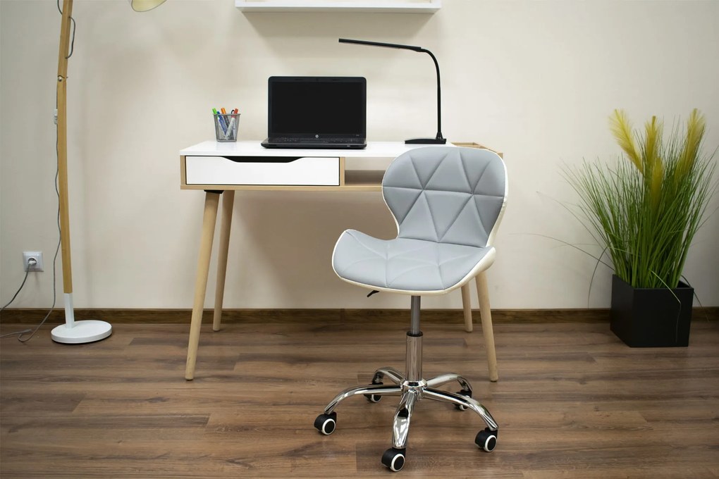 OFERTA Scaun de birou AVOLA gri-alb din piele ecologica clasa a II-a
