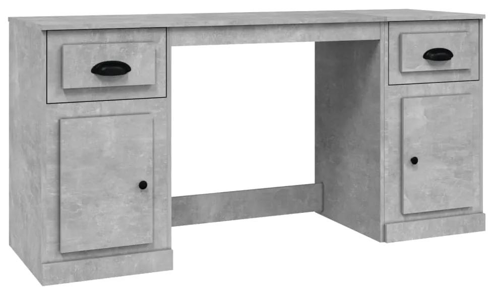 3185331 vidaXL Birou cu dulap, gri beton, lemn prelucrat