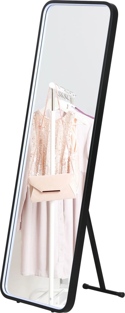 HOMCOM Oglindă corp întreg cu lumină LED Oglindă de podea 151,5x50 cm Independentă sau pentru perete cu lumină reglabilă în 3 culori | Aosom Romania