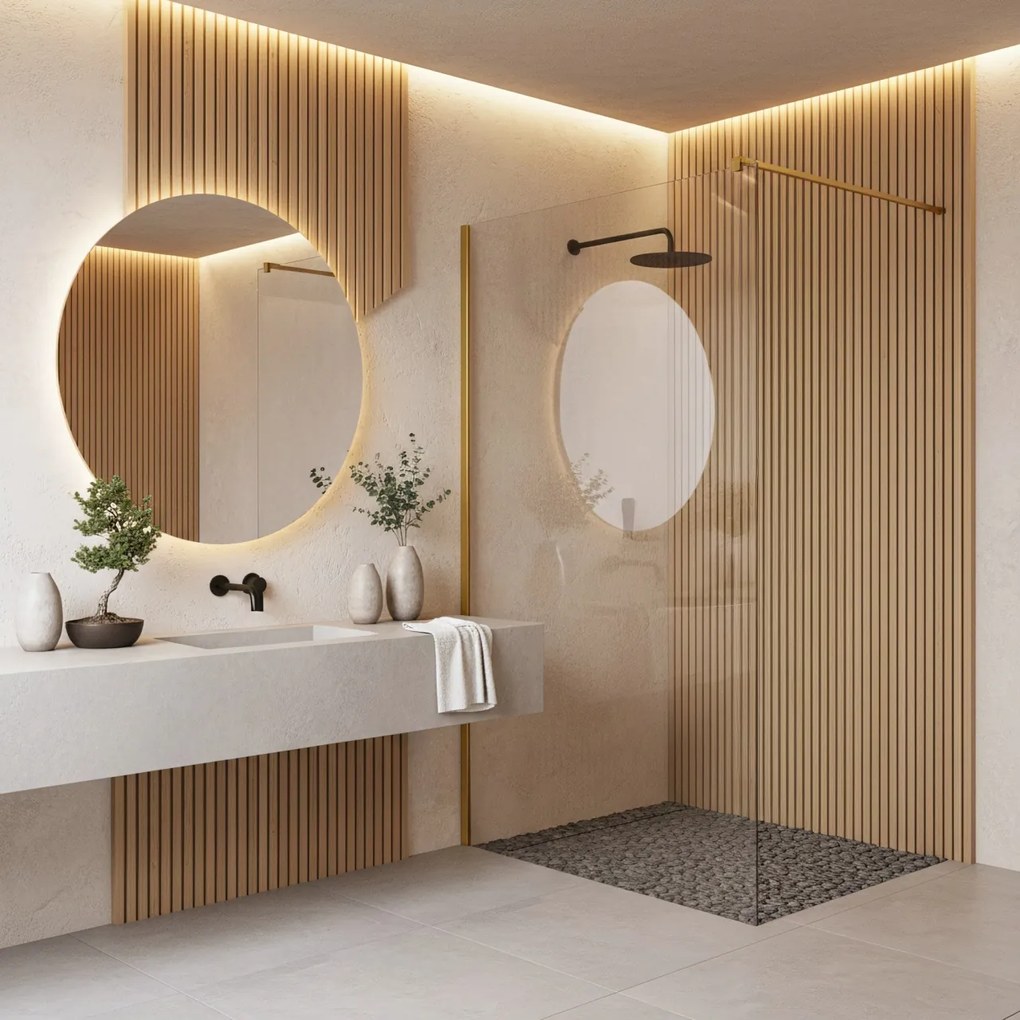 Paravan de dus Rea Flexi Transparent / Brush Gold 140