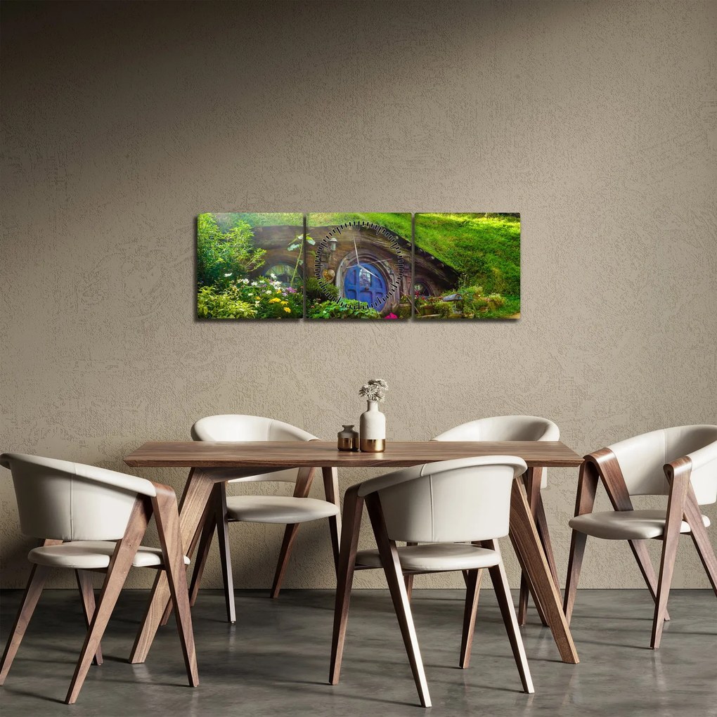 Tablou - Orasul Hobitin (cu ceas) (90x30 cm)