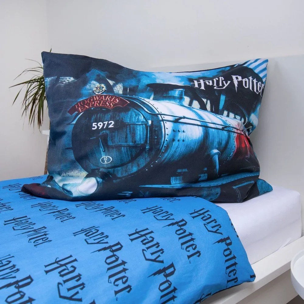 Lenjerie de pat pentru copii din bumbac pentru pat de o persoană 140x200 cm Harry Potter "Hogwarts Express" – Jerry Fabrics