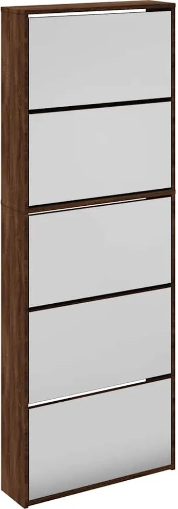 vidaXL Pantofar cu oglindă, 5 niveluri, stejar maro, 63x17x169,5 cm