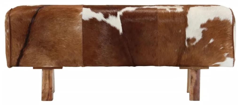 355847 vidaXL Bancă, maro și alb, 110x30x45 cm, piele naturală de capră