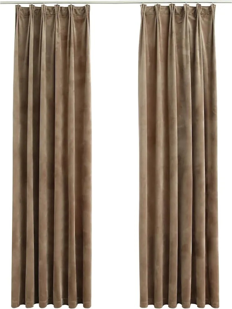 vidaXL Draperii opace cu cârlige, 2 buc., bej, 140x245 cm, catifea