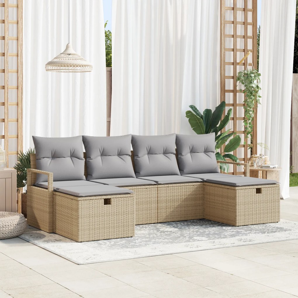 vidaXL Set de canapele pentru grădină 6 pcs bej și gri deschis