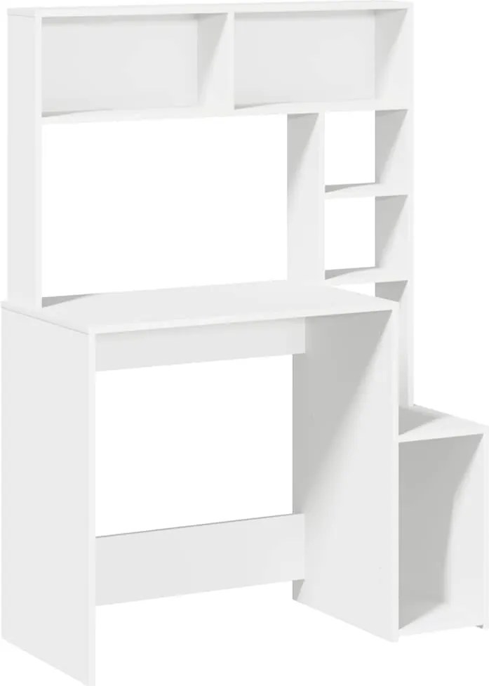 vidaXL Birou cu rafturi, alb, 100x45x140 cm, lemn compozit