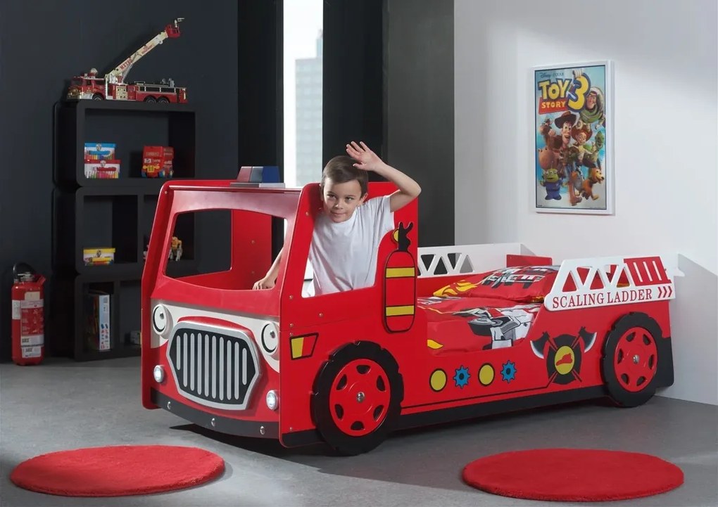 Set CARBED format din Pat copiiul NEW FIRE TRUCK și SALTEA PAT COPIIua asortată.