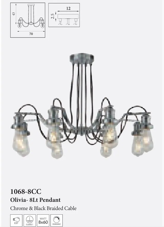 Lustra stil industrial Olivia 8Lt