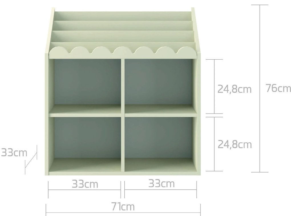 Biblioteca pentru copii BOOK NOOK LATTE 71x76 cm, crem
