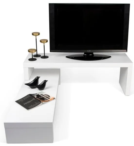 Masă TV reglabilă TemaHome Cliff Walnut, alb