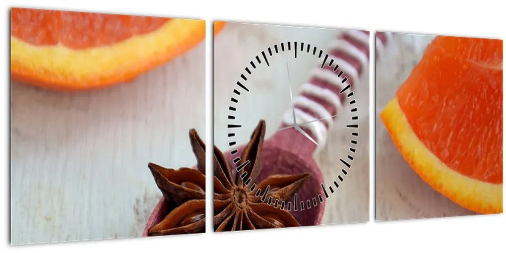 Tablou cu scorțișoară pe linguriță (cu ceas) (90x30 cm)