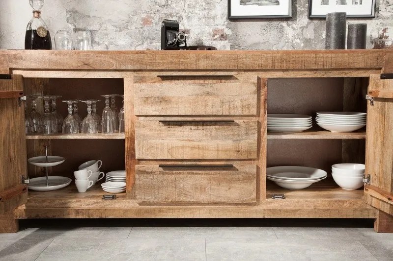 Comoda industrial style Iron Craft mango natur, 175cm