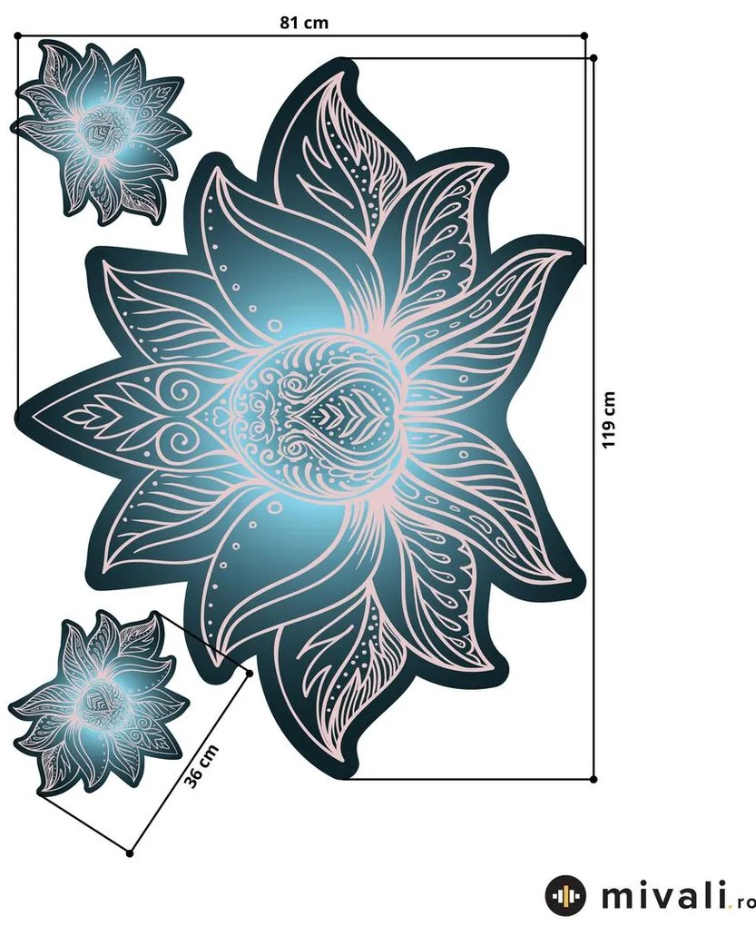 Autocolante de perete - Mandala de lotus petrol