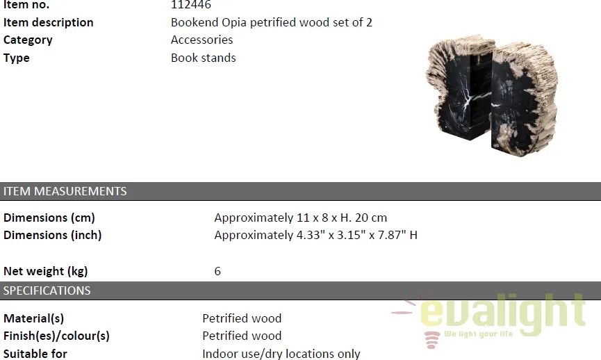 Suport de carti din lemn pietrificat LUX Opia 112446 HZ