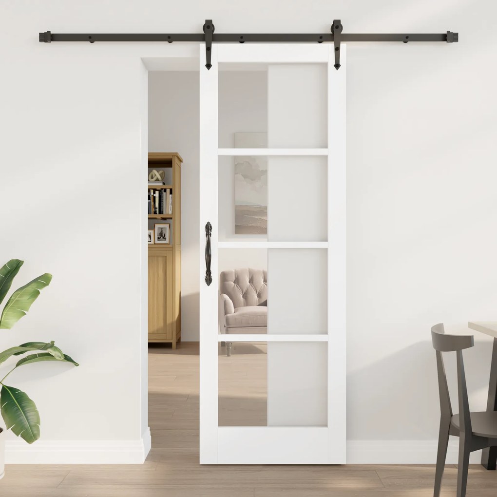 vidaXL Ușă glisantă Manual ORKDAL Alb 73.5 x 211 cm Lemn și metal