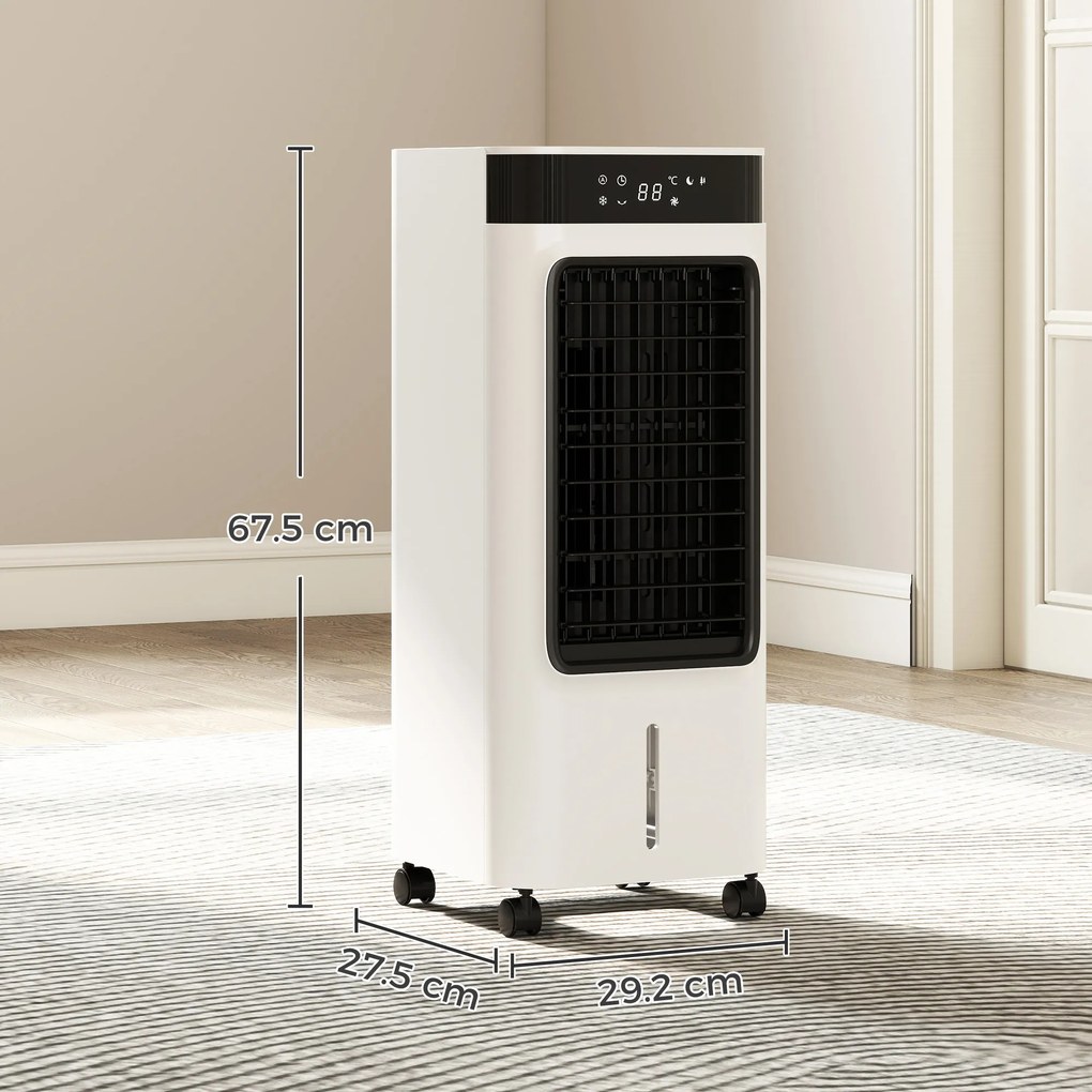 HOMCOM Climatizator Evaporativ 3 în 1 cu Rezervor de 7 L Oscilație 48° 3 Viteze 3 Moduri Temporizator 24h Alb | Aosom Romania