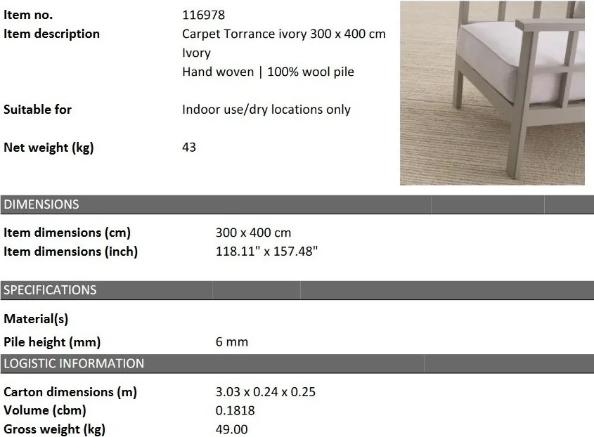 Covor design LUX tesut manual Torrance 300x400cm