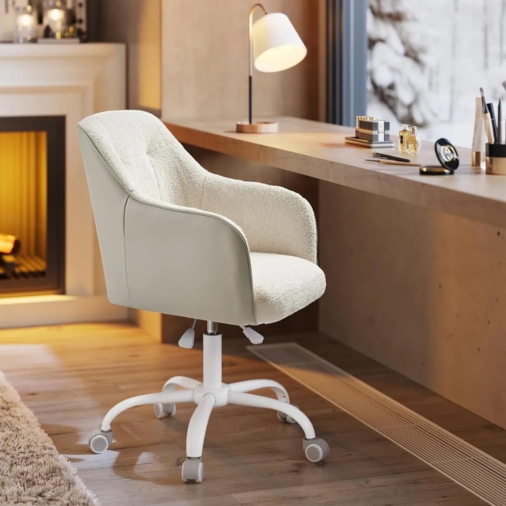 Scaun de birou SABINA, max. 110 kg, alb/bej SongmicsHome