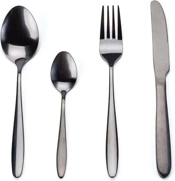 decoDoma Set tacâmuri din oțel inoxidabil BLACK 24 buc