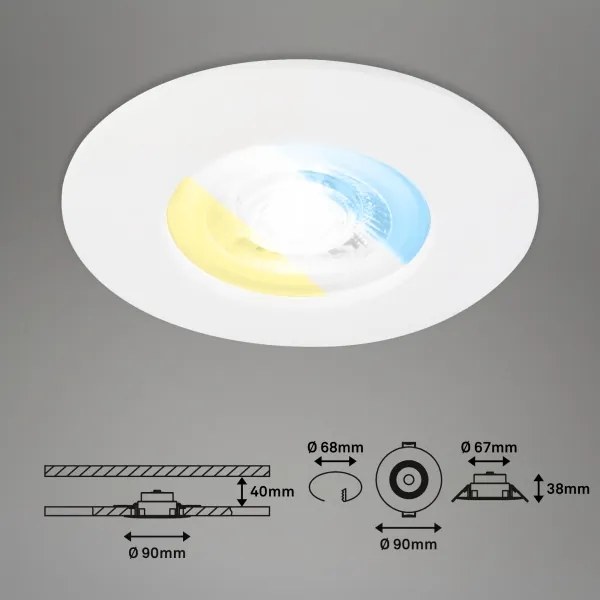 Briloner 7605036-Set 3xLED plafonieră încastrată pentru baie 3xLED/4,9W/230V IP44 alb