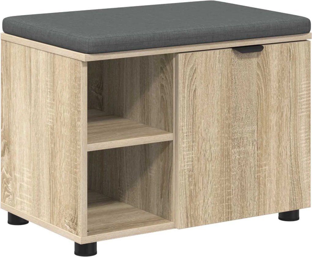 vidaXL Bancă pentru hol cu pernă cu raft Stejar Sonoma 60 x 38 x 46 cm