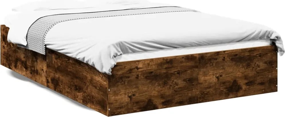 vidaXL Cadru de pat, stejar fumuriu, 120x200 cm, lemn prelucrat
