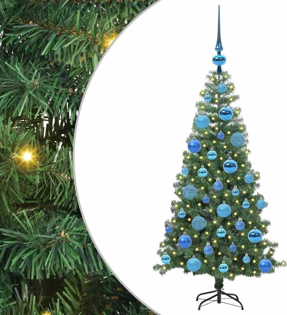 vidaXL Brad de Crăciun cu 150 LED cu suport Verde 120 cm PVC