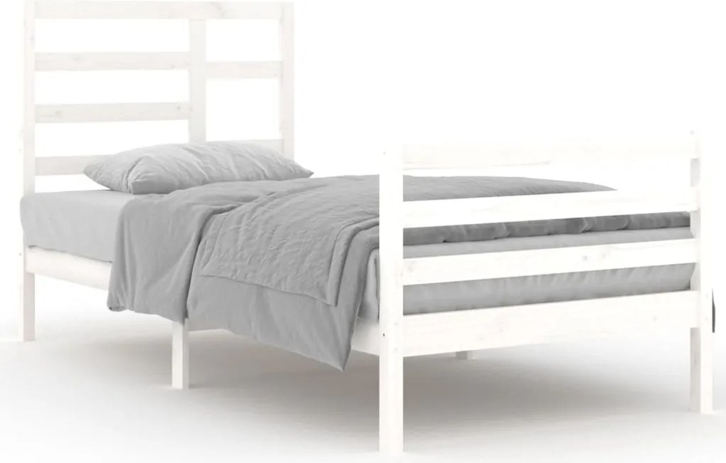 vidaXL Cadru de pat, alb, 90x200 cm, lemn masiv