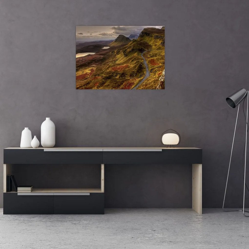 Tablou pe sticlă cu munții din Scoția (70x50 cm)