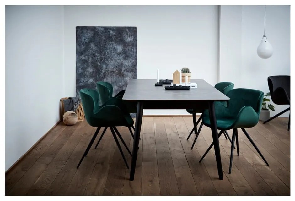 Scaun de sufragerie verde cu cotiere tapițat Gaia – DAN-FORM Denmark