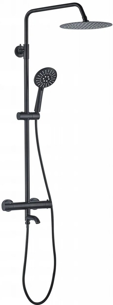 Baterie de dus cu termostat Lungo neagra