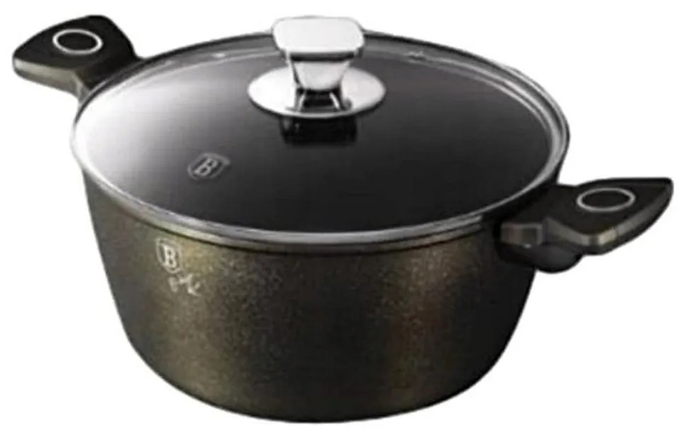 Caserolă cu suprafață de titan + capac 24 cm neagră BerlingerHaus