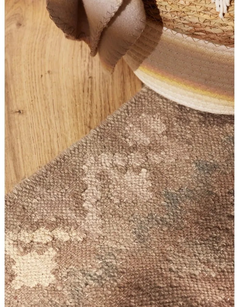 Covor tip traversă albastru deschis-bej reversibil, țesut manual din lână 60x190 cm Kamal Dune – Nouristan