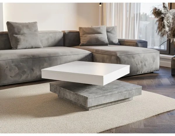 Masă de cafea TIMO alb/gri, aspect beton