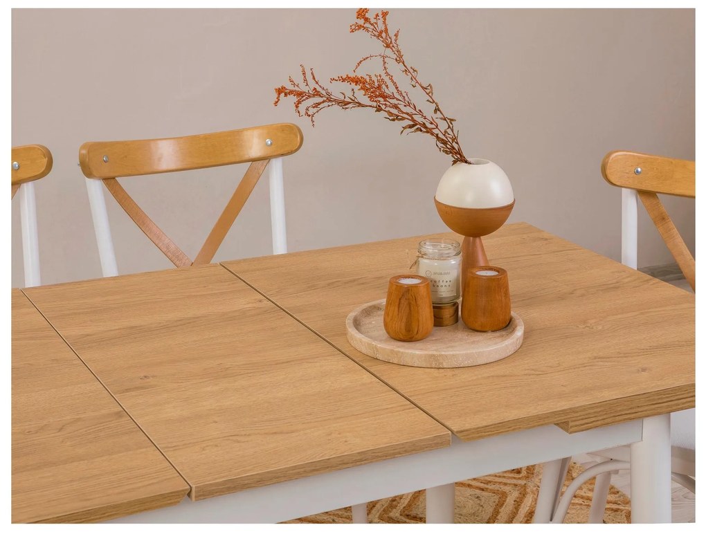 Set mobilier sufragerie Duvasa 25 (alb) (pentru 4 persoane). 1093810