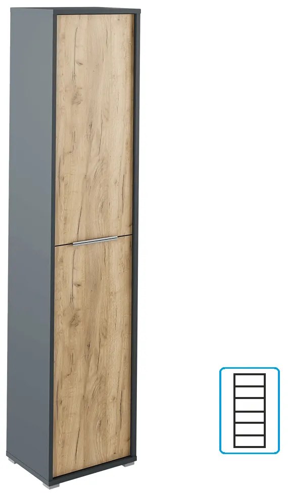 Dulap cu rafturi Hamila NEW TYP 06 (grafit + Stejar artisan). 1028759