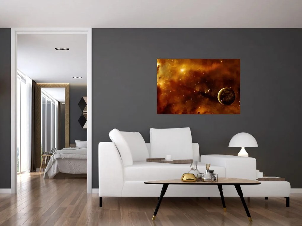 Tablou - Planete cu nebuloasă (90x60 cm)