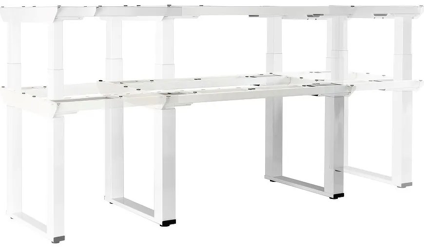 Masă înălțime reglabilă OfficeTech Strong 200 x 80 cm, picioare albe, stejar silverjack